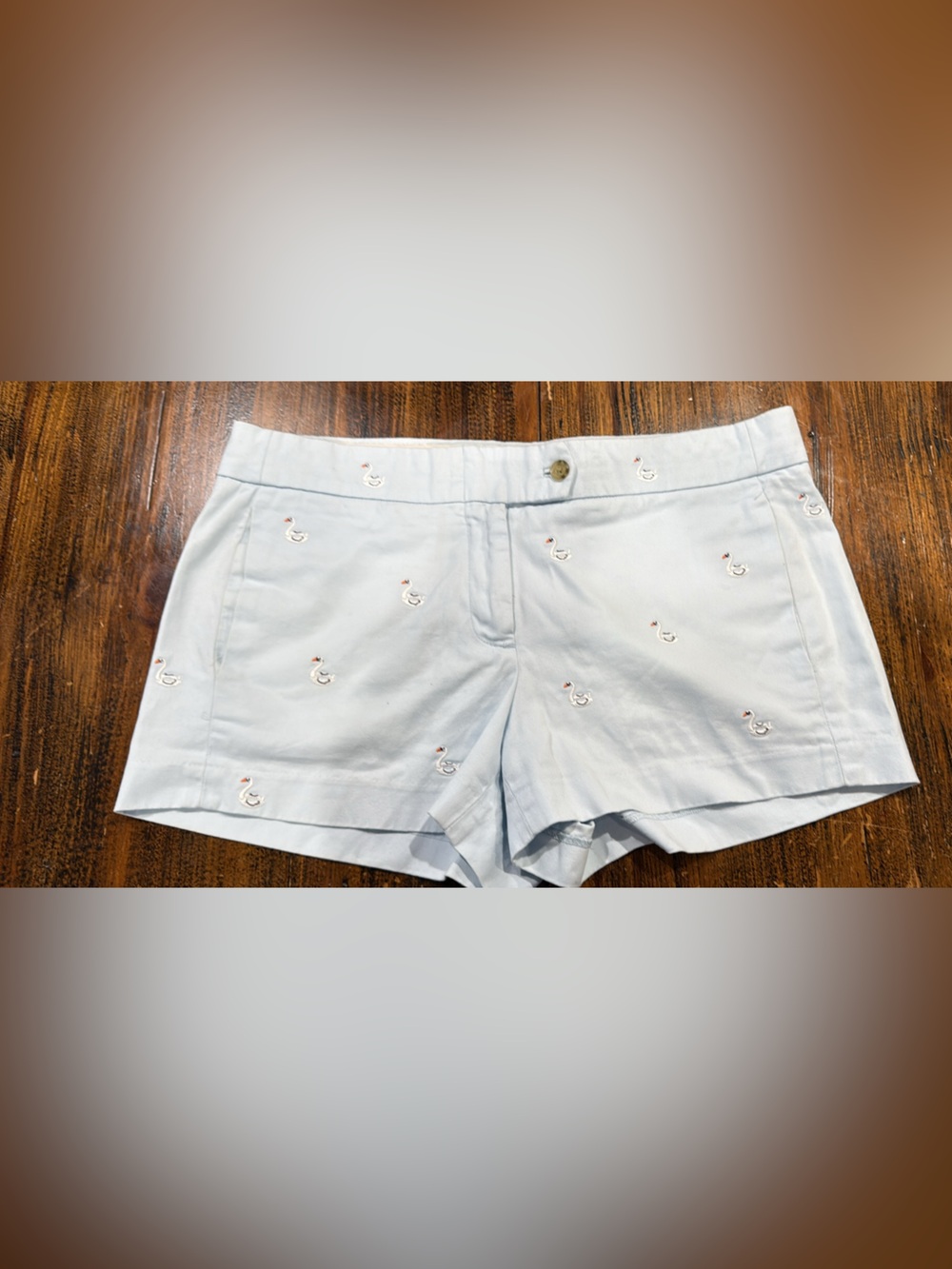 J.Crew Light Blue Embroidered Swans Chino Women's Shorts
